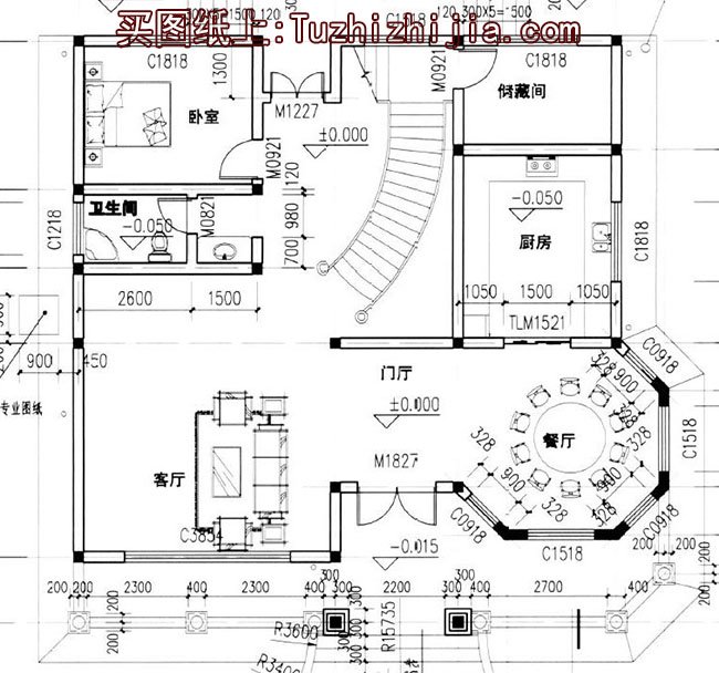 双面弧形楼梯平面设计尺寸