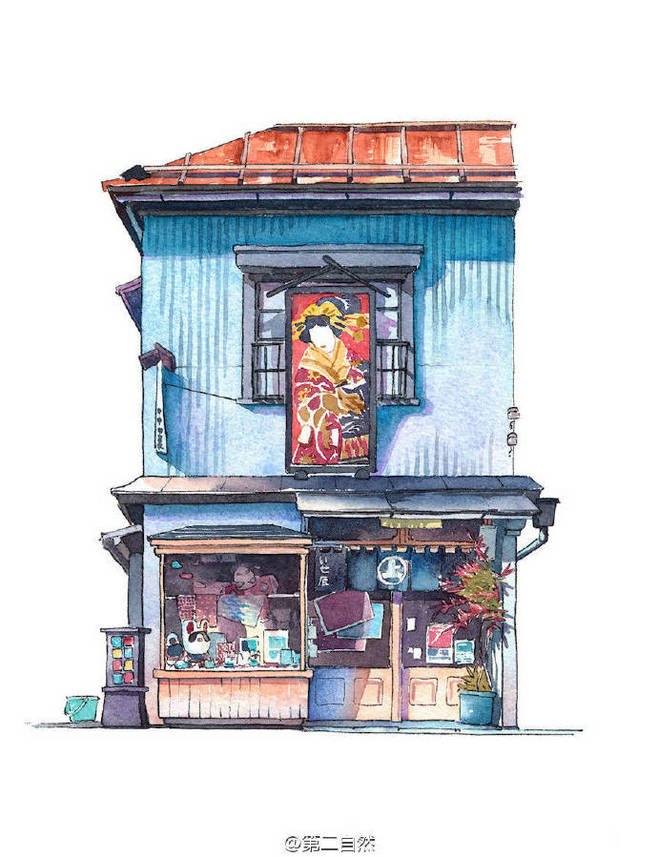 水彩屋檐平面设计图片大全