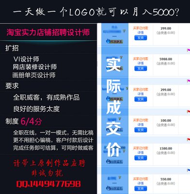 淘宝平面设计师佣金