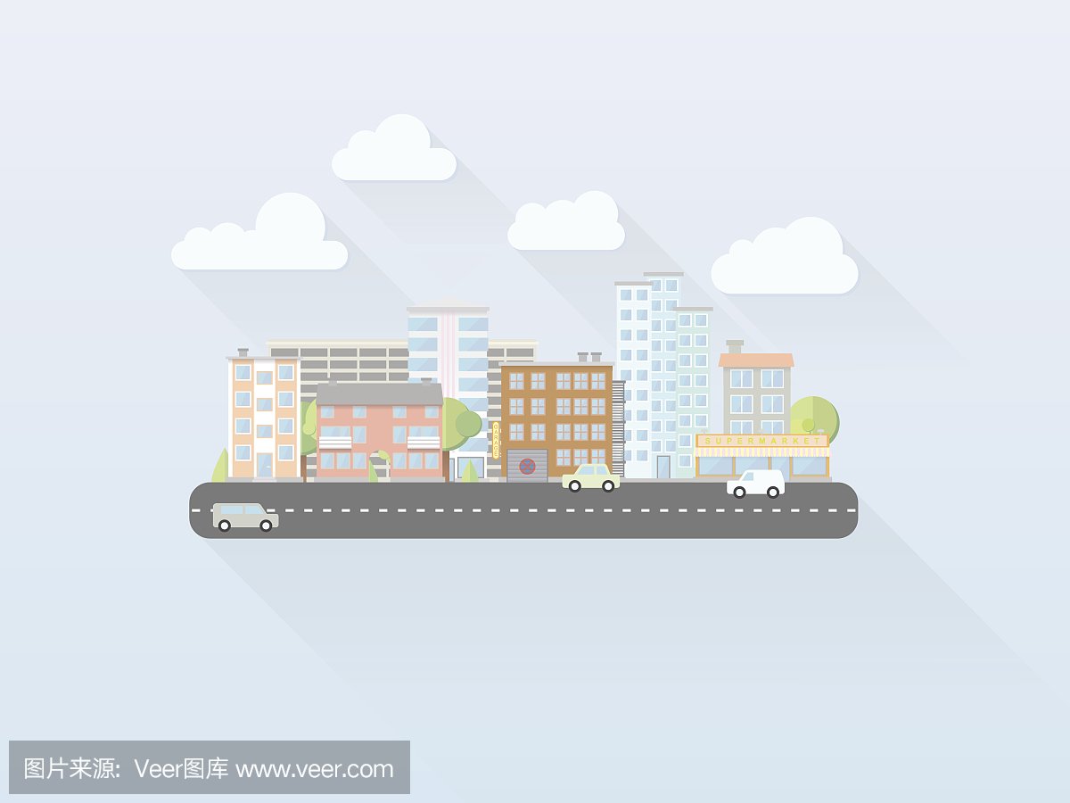 拥挤街道平面设计图片高清