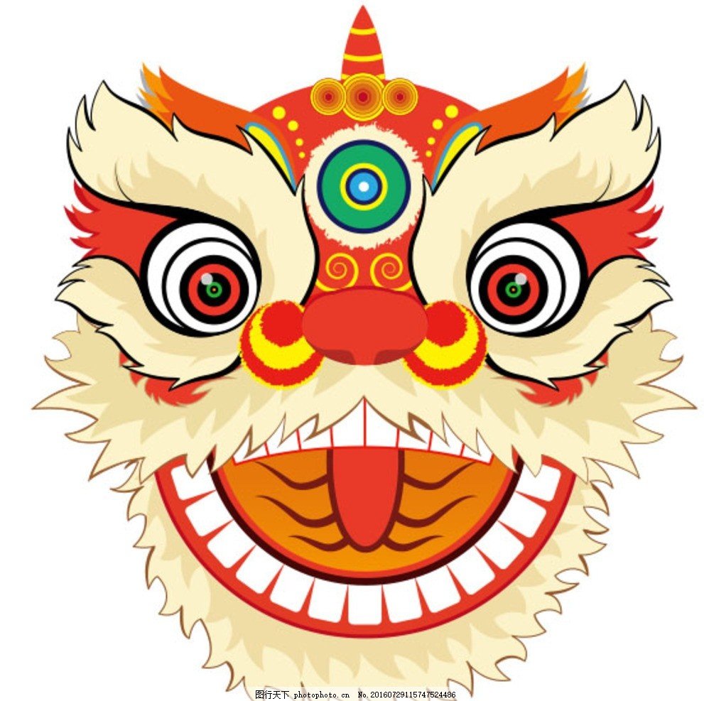 舞狮头饰平面设计